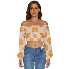 Orange Slices! Long Sleeve Crinkled Weave Crop Top by fructosebat