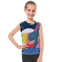Whale Moon Ocean Digital Art Kids  Mesh Tank Top by Jancukart