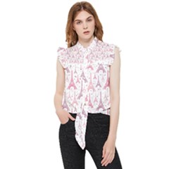 Eiffel Tower Pattern Wallpaper Frill Detail Shirt by Ravend