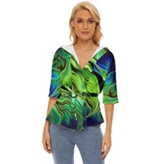 Fractal Art Pattern Abstract Lightweight Drawstring Hooded Top by Ravend