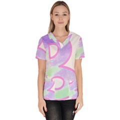 Abstract T- Shirt Cool Abstract Pattern Design 2 Women s V-neck Scrub Top by maxcute