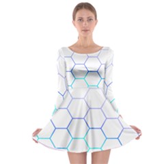 Abstract T- Shirt Honeycomb Pattern 6 Long Sleeve Skater Dress by maxcute