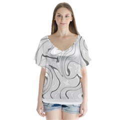 Abstract T- Shirt Vea I I T- Shirt V-neck Flutter Sleeve Top by maxcute