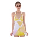 Abstract T- Shirt Yellow Chess Cell Abstract Pattern T- Shirt Halter Dress Swimsuit  View1