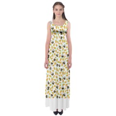 Art T- Shirt Brown Bunnies And Orange Carrots On Goldenrod Easter Pattern T- Shirt Empire Waist Maxi Dress by maxcute