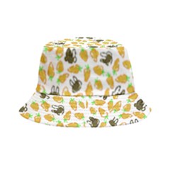 Art T- Shirt Brown Bunnies And Orange Carrots On Goldenrod Easter Pattern T- Shirt Bucket Hat by maxcute