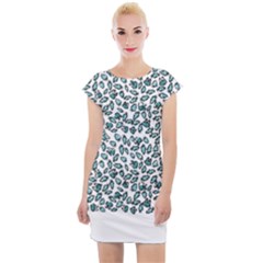 Art T- Shirt Bunnies And Carrots Pattern In Easter Blues T- Shirt Cap Sleeve Bodycon Dress by maxcute