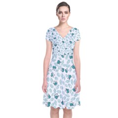 Art T- Shirt Pastel Blue Bunnies And Sky Blue Carrots On Cotton Candy Pink Easter Pattern T- Shirt Short Sleeve Front Wrap Dress by maxcute
