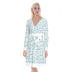 Art T- Shirt Pastel Blue Bunnies And Sky Blue Carrots On Cotton Candy Pink Easter Pattern T- Shirt Long Sleeve Velvet Front Wrap Dress by maxcute