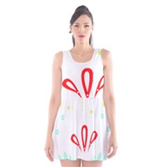 Batik T- Shirt Batik Flowers Pattern 4 Scoop Neck Skater Dress by maxcute