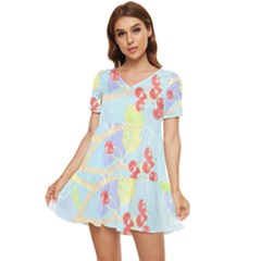 Birds Illustration T- Shirtbird T- Shirt (6) Tiered Short Sleeve Babydoll Dress by maxcute