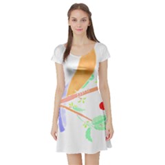 Birds Illustration T- Shirtbird T- Shirt (8) Short Sleeve Skater Dress by maxcute