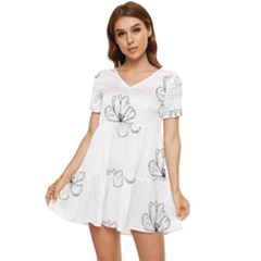 Black And White Pattern T- Shirt Black And White Pattern 11 Tiered Short Sleeve Babydoll Dress by maxcute