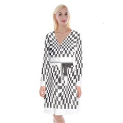 Checkerboard T- Shirt Watercolor Psychedelic Checkerboard T- Shirt Long Sleeve Velvet Front Wrap Dress by maxcute