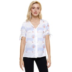 Dachshund Cute Pattern T- Shirt Dachshund Dog Breed Cute Pattern T- Shirt Bow Sleeve Button Up Top by maxcute