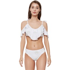 Dog Paw Print T- Shirt Paw Pattern T- Shirt Ruffle Edge Tie Up Bikini Set	 by maxcute
