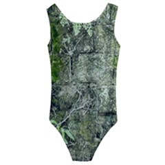 Old Stone Exterior Wall With Moss Kids  Cut-out Back One Piece Swimsuit by dflcprintsclothing