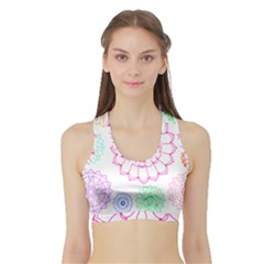 Flower Pattern T- Shirt Colorful Groovy Flower Pattern Outline T- Shirt Sports Bra With Border by maxcute