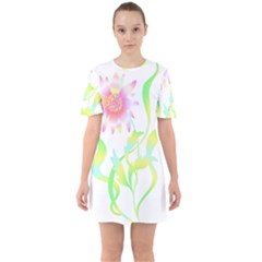 Flower Pattern T- Shirtflower T- Shirt Sixties Short Sleeve Mini Dress by maxcute