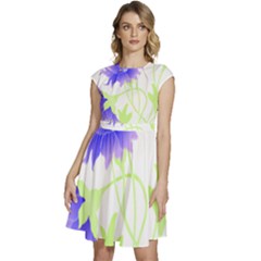 Flowers Pattern T- Shirtflowers T- Shirt Cap Sleeve High Waist Dress by maxcute