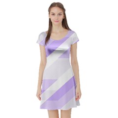 Geometric Abstract Art T- Shirt Purple Mountains Pattern Short Sleeve Skater Dress by maxcute