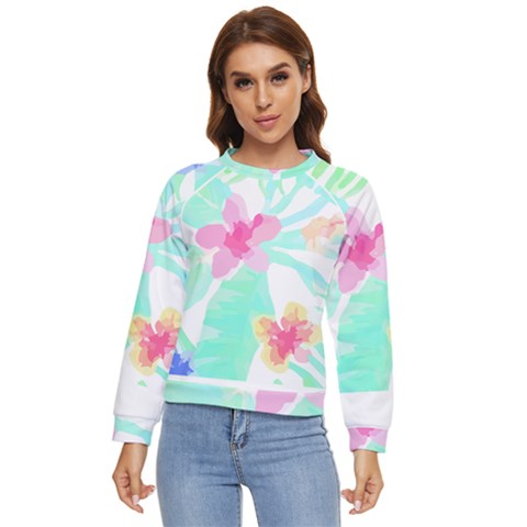 Hawaii T- Shirt Hawaii Flower Pattern T- Shirt Women s Long Sleeve Raglan Tee by maxcute