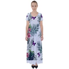 Hawaii T- Shirt Hawaii Lent Flowers Pattern T- Shirt High Waist Short Sleeve Maxi Dress by maxcute