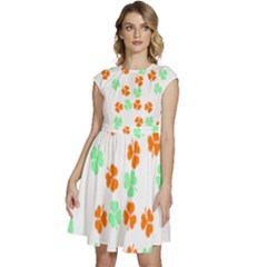 Irish T- Shirt Shamrock Pattern In Green White Orange T- Shirt Cap Sleeve High Waist Dress by maxcute