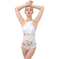Leaves Design T- Shirtleaves T- Shirt (1) Cross Front Low Back Swimsuit by maxcute
