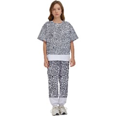Pattern T- Shirt One Line - Black T- Shirt Kids  Tee And Pants Sports Set by maxcute