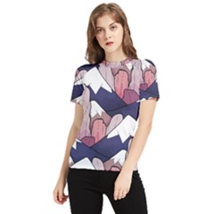 Pattern T- Shirt The Rocks And Peaks T- Shirt Women s Short Sleeve Rash Guard by maxcute