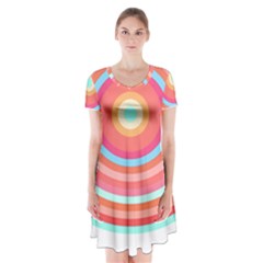 Pop Art T- Shirt Pop Mod Circles #4 T- Shirt Short Sleeve V-neck Flare Dress by maxcute