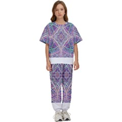 Psychedelic Pattern T- Shirt Psychedelic Pastel Fractal All Over Pattern T- Shirt Kids  Tee And Pants Sports Set by maxcute