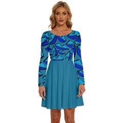 Lips 9 Long Sleeve Wide Neck Velour Dress by Mazipoodles