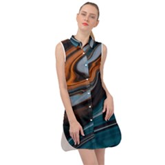 Background Pattern Design Abstract Sleeveless Shirt Dress by Jancukart