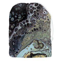 Black Marble Abstract Pattern Texture Drawstring Pouch (3xl) by Jancukart