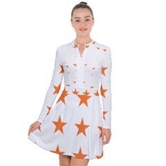 Stars T- Shirt Star Pattern - Orange T- Shirt Long Sleeve Panel Dress by maxcute