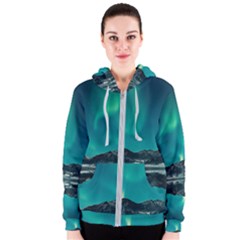 Blue And Green Sky And Mountain Women s Zipper Hoodie by Jancukart