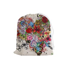 Romantic Cotton Pattern Wallpaper Texture Design Art Drawstring Pouch (large) by Jancukart