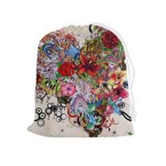 Romantic Cotton Pattern Wallpaper Texture Design Art Drawstring Pouch (xl) by Jancukart