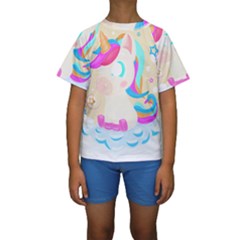 Unicorn Lover T- Shirt Cartoon Little Unicorn  T- Shirt Kids  Short Sleeve Swimwear by maxcute