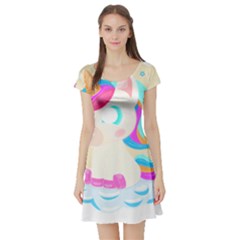 Unicorn Lover T- Shirt Cartoon Little Unicorn  T- Shirt Short Sleeve Skater Dress by maxcute