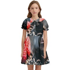 Chocolate Dark Kids  Bow Tie Puff Sleeve Dress by artworkshop
