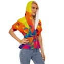 Colorfull pattern Lightweight Drawstring Hooded Top View3