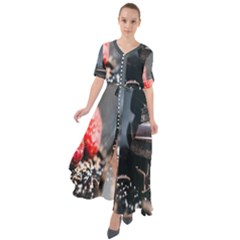 Chocolate Dark Waist Tie Boho Maxi Dress by artworkshop