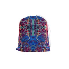 Cobalt Arabesque Drawstring Pouch (medium) by kaleidomarblingart