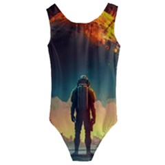 Leadership Alien Soldier Warrior Fantasy Kids  Cut-out Back One Piece Swimsuit by Ravend