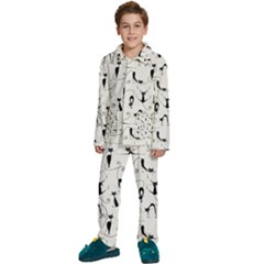 Pattern Cats Black Feline Kitten Kids  Long Sleeve Velvet Pajamas Set by Ravend