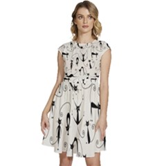 Pattern Cats Black Feline Kitten Cap Sleeve High Waist Dress by Ravend