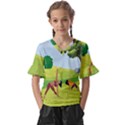 Large Kids  V-Neck Horn Sleeve Blouse View1